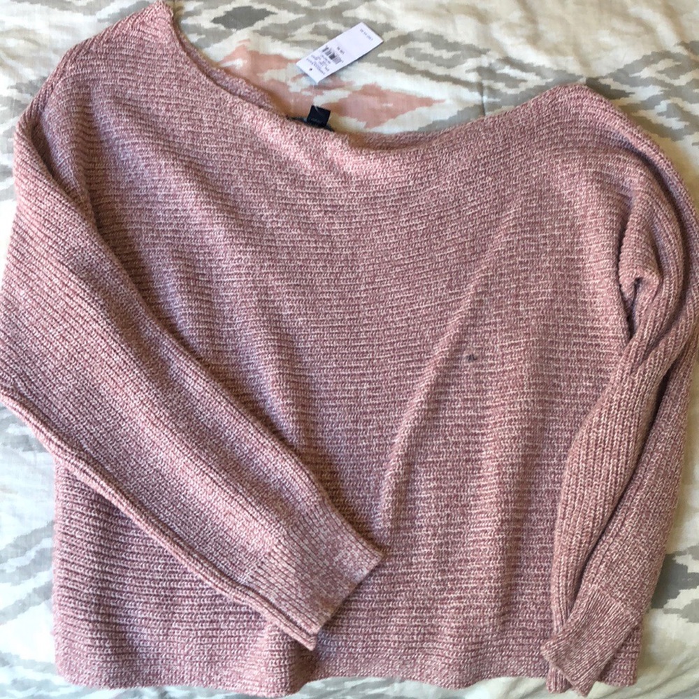 Blush off the shoulder sweater